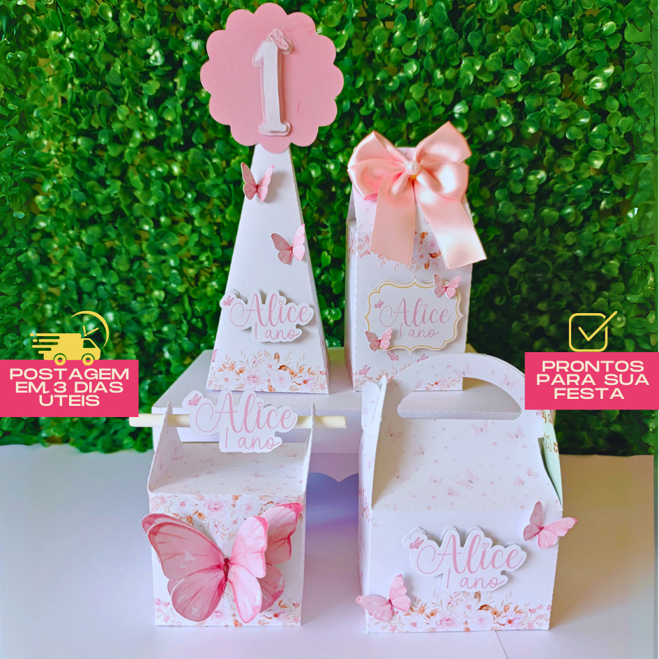 Kit Festa Jardim das Borboletas | Lembrancinhas | Festa | Aniversário | Caixinhas Personalizadas