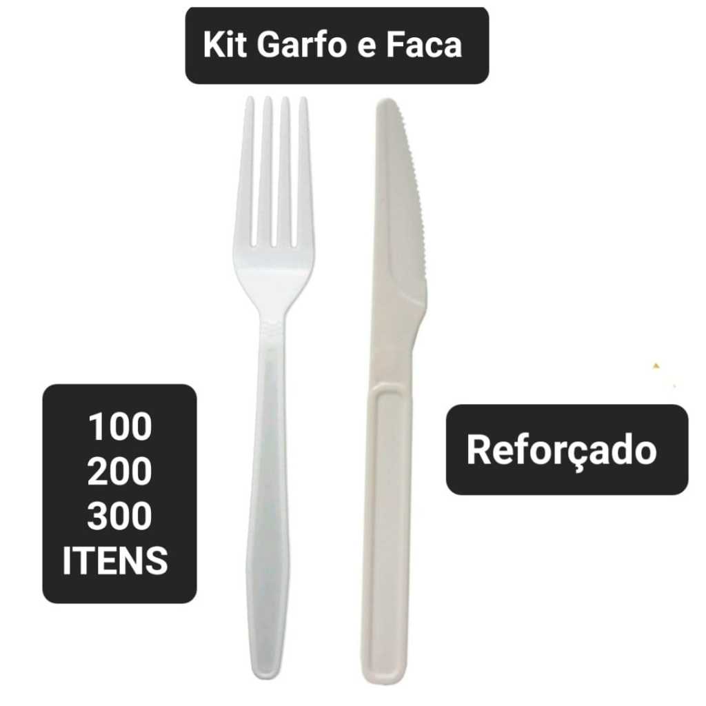 Kit Garfo e Faca Talher Descartável Reforçado Resistente Churrasco Refeição Festa 100 200 300 un em Oferta na Shopee