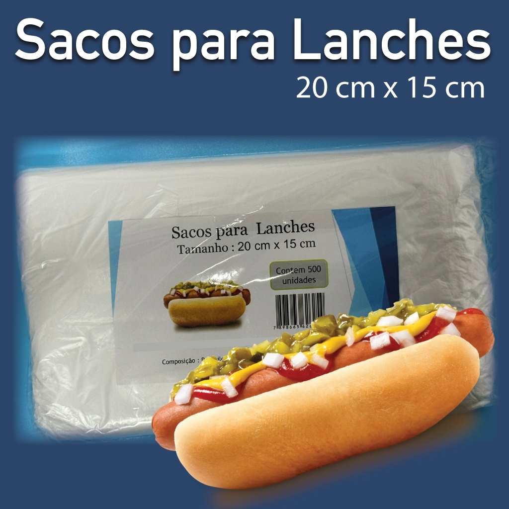 Saco plástico para lanches c/500 unid. hot dog, cachorro quente, sanduiche, lanchonete, delivery em Oferta na Shopee