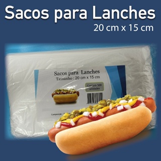 Saco plástico para lanches c/500 unid. hot dog, cachorro quente, sanduiche, lanchonete, delivery em Oferta na Shopee