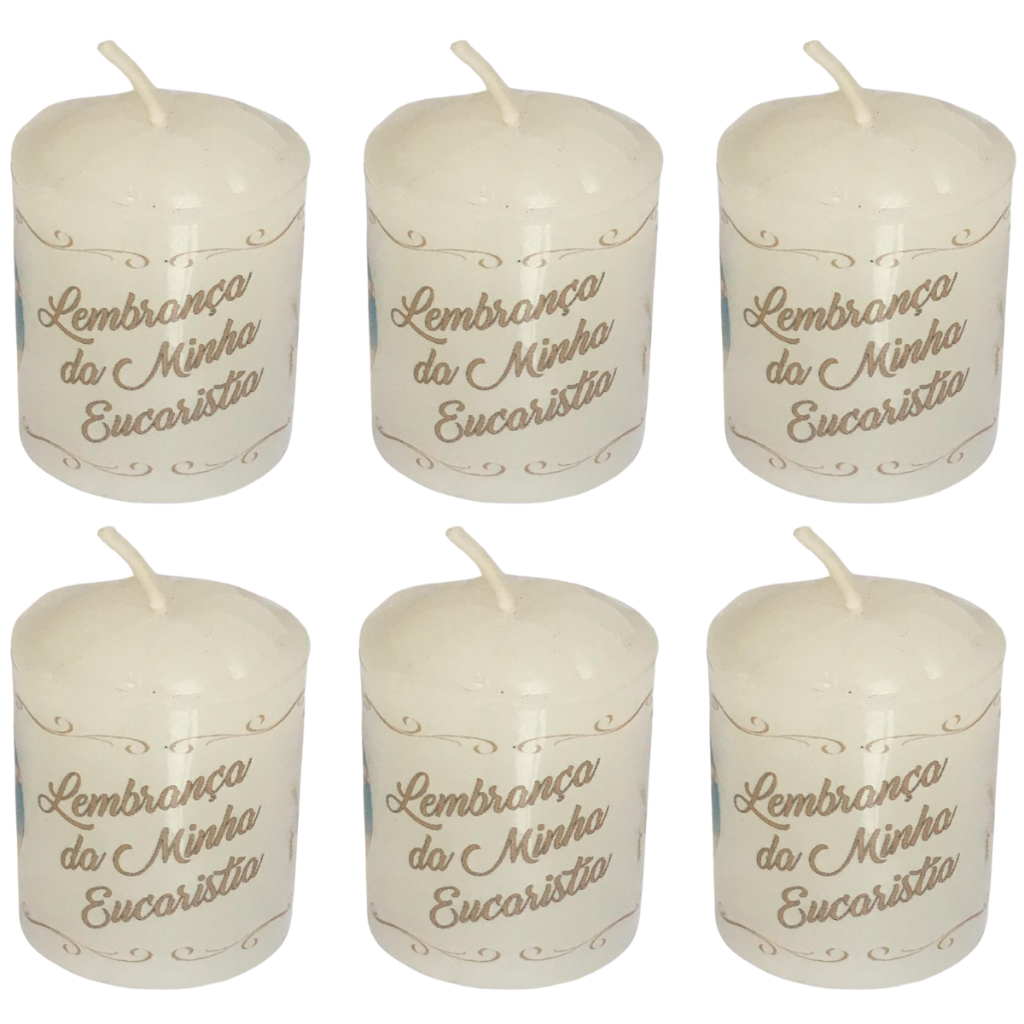 Lembrancinha de Eucaristia, Kit 30 Velas Perfumadas, Com Embalagem de Organza, Comunhão, Católica.