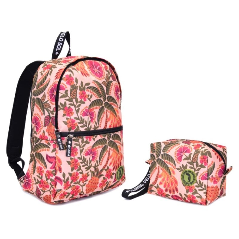 kit viagem escolar  mochila e nécessaire grande estiloso