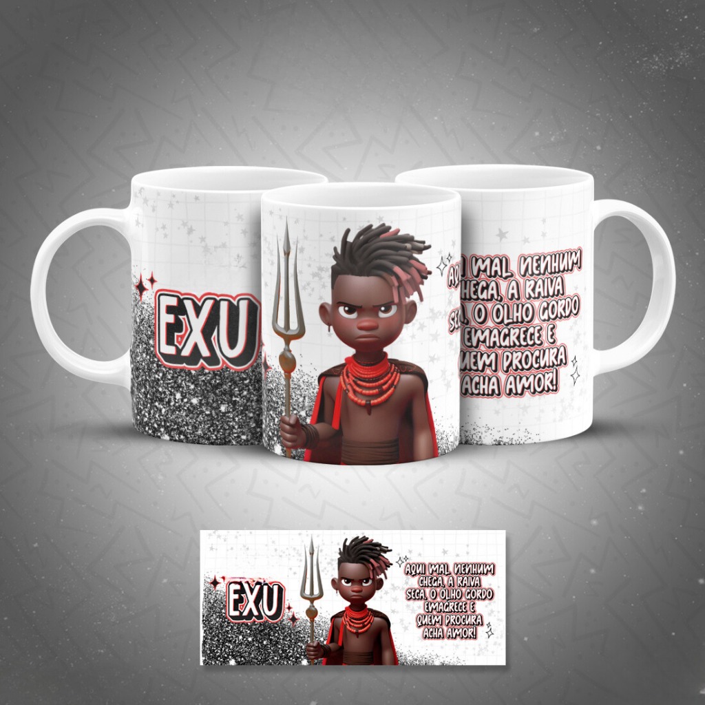 Caneca Orixá Exú, Oxalá, Ogum, Oxóssi, Oxum, Oxumaré, Xangô, Iansã, Iemanjá, Nanã Religião Candomblé