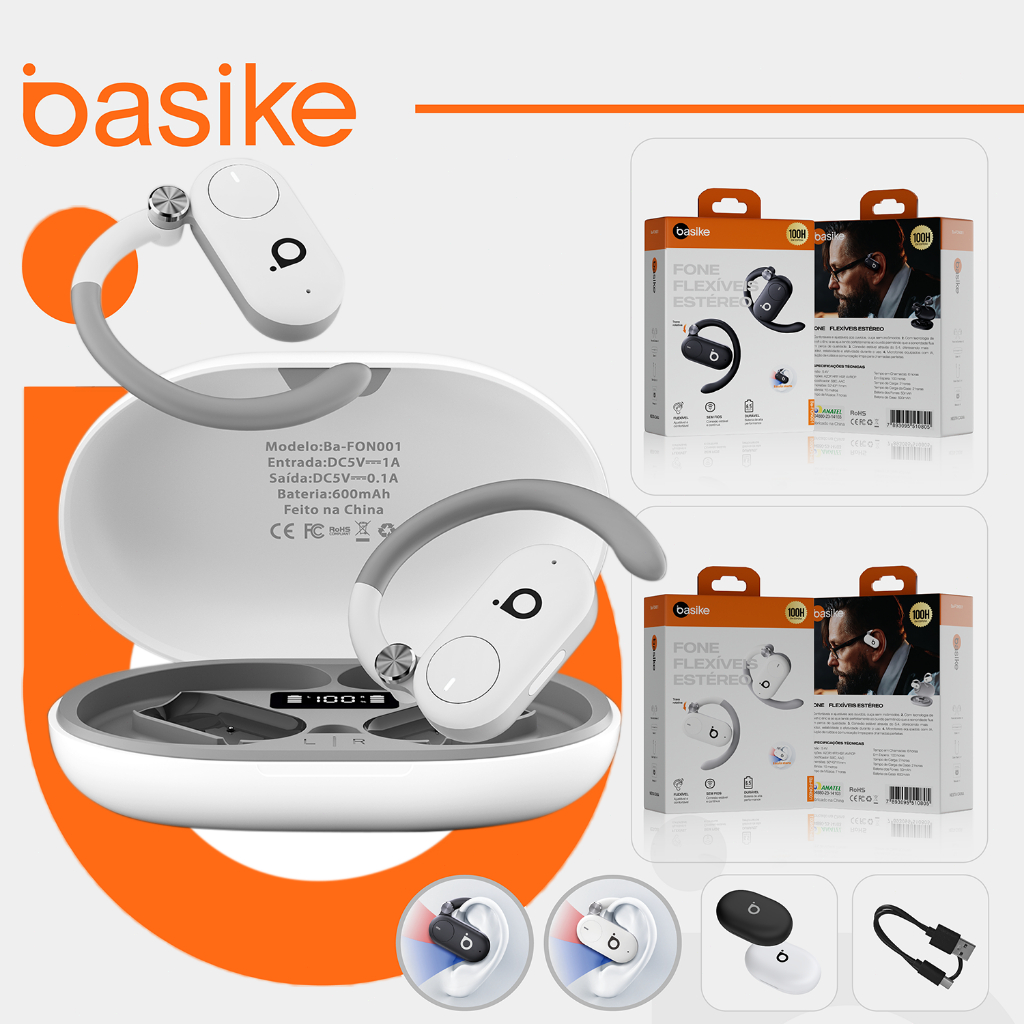 Basike Fone De Ouvido Sem Fio Bluetooth subwoofer Ows Corrida Ciclismo Adequado iPhone, Hu...