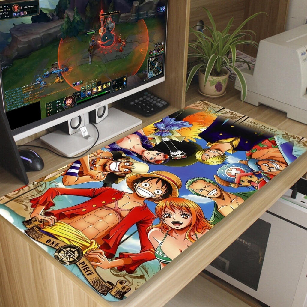 Mouse pad ONE PIEC gamer Antiderrapante Grande diversas estampas 70x35 cm borda costurada em Oferta na Shopee
