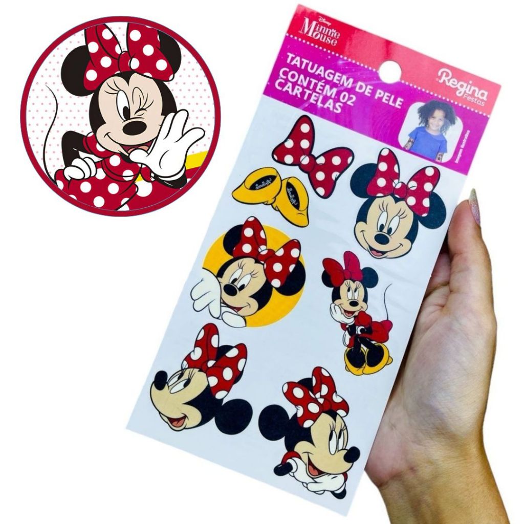 12 ~48 TATUAGEM DE PELE DISNEY FESTA MINNIE MOUSE Regina