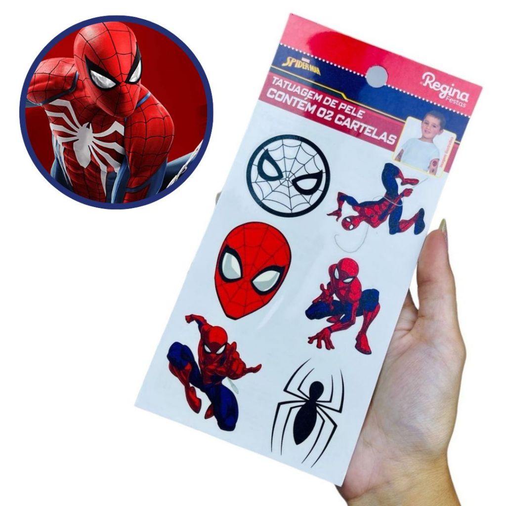 12 ~48 TATUAGEM DE PELE FESTA HOMEM  ARANHA SPIDER MAN Regina em Oferta na Shopee