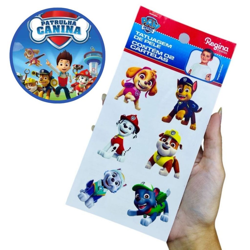 12~60 TATUAGEM DE PELE PATRULHA CANINA CORE Regina em Oferta na Shopee