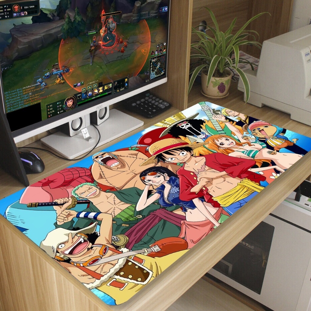 Mouse pad ONE PIEC gamer Antiderrapante Grande diversas estampas 70x35 cm borda costurada em Oferta na Shopee