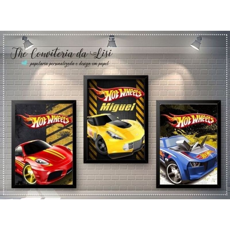 quadro decorativo hot Wheels personalizado quarto infantil em Oferta na Shopee