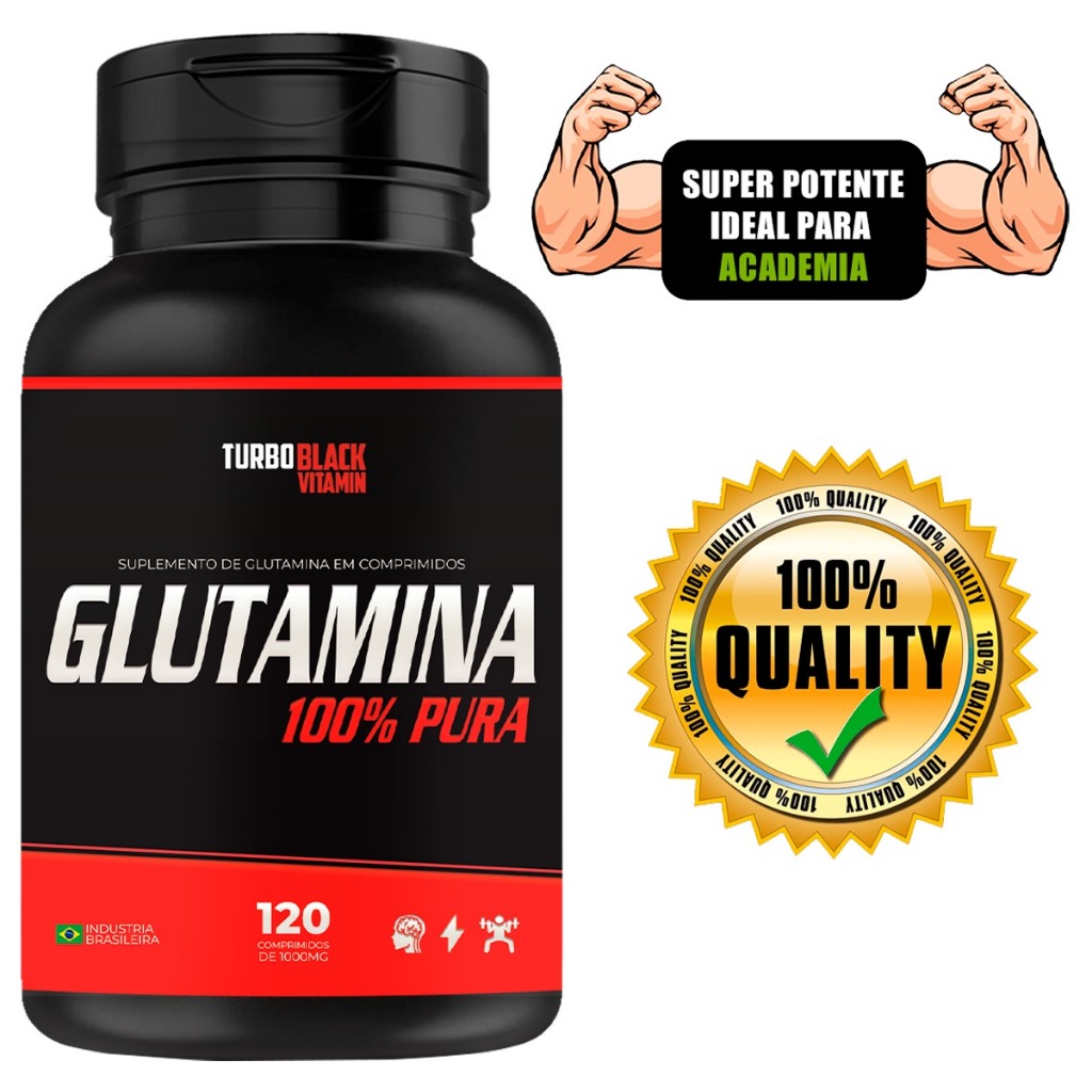 L - Glutamina Concentrada Turbo Black Original Unissex 120 comprimidos