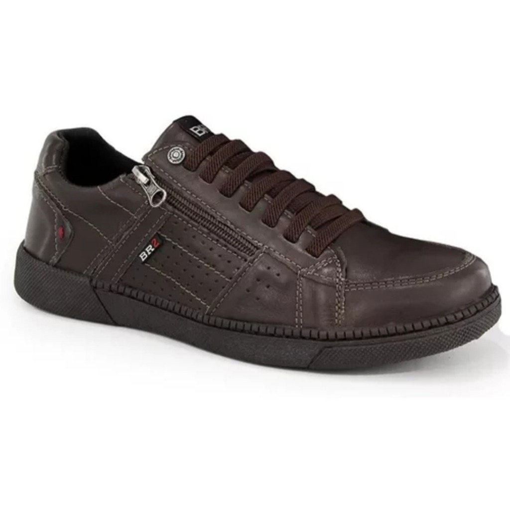 Sapatenis Casual Couro Legitimo Tenis Footwear Ziper Lateral