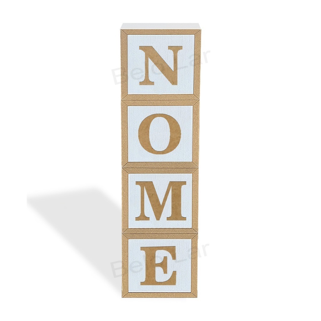 Cubo Decorativo 30 x 30 MDF Personalizado com Nome para Festa Aniversário Decoração