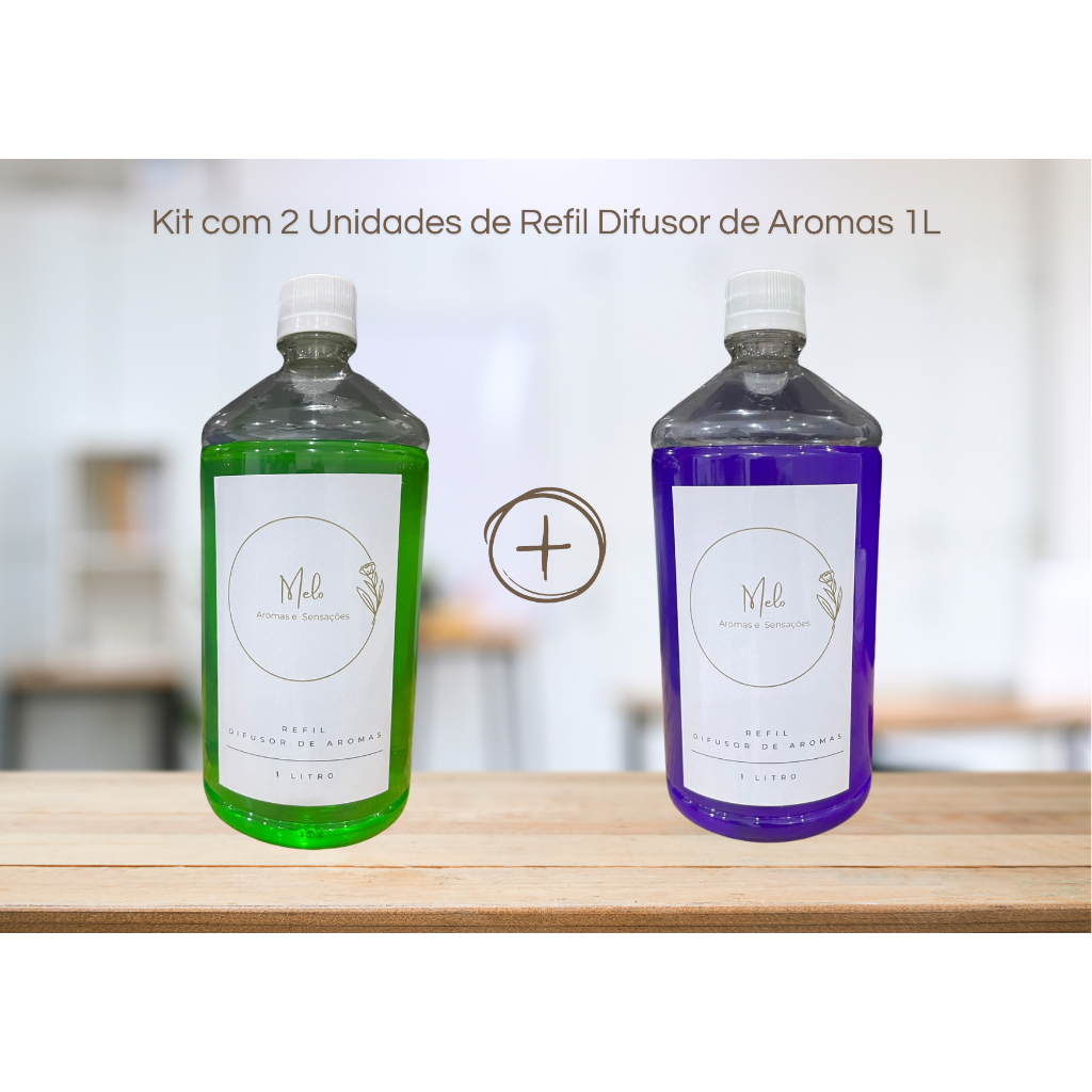 KIT COM 2 UNIDADES DE 1L de Refil Difusor de Aromas Aromatizador de Ambiente