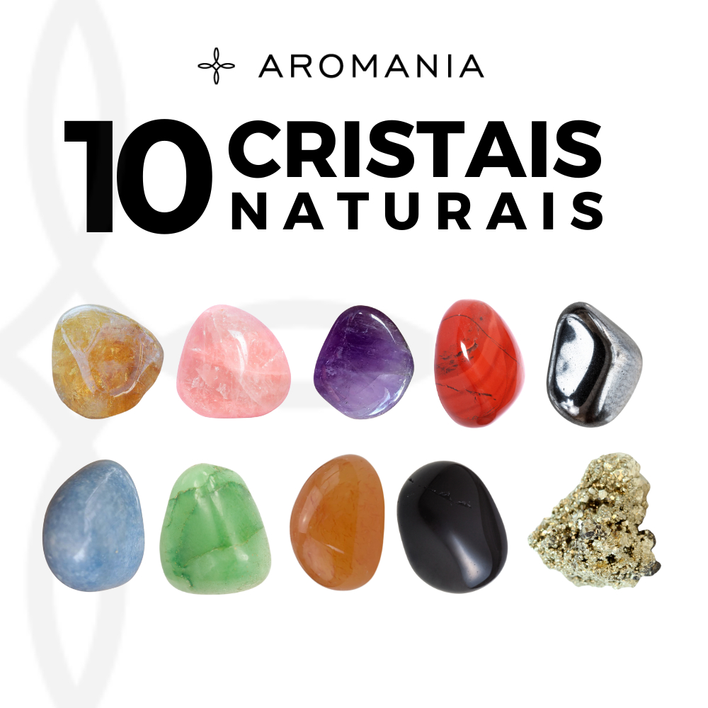 Kit 10 Pedras 100% Naturais Cristais Rolados - Saúde, Sorte, Prosperidade, Proteção e Amor