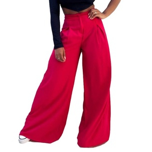 Calça Pantalona Cintura Alta Feminina Botão Viscose Calca