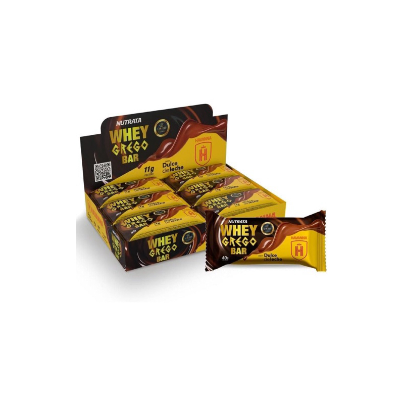 Whey Grego Bar Havanna Caixa 12 Unidades - Nutrata Sabor Doce de leite com Limão