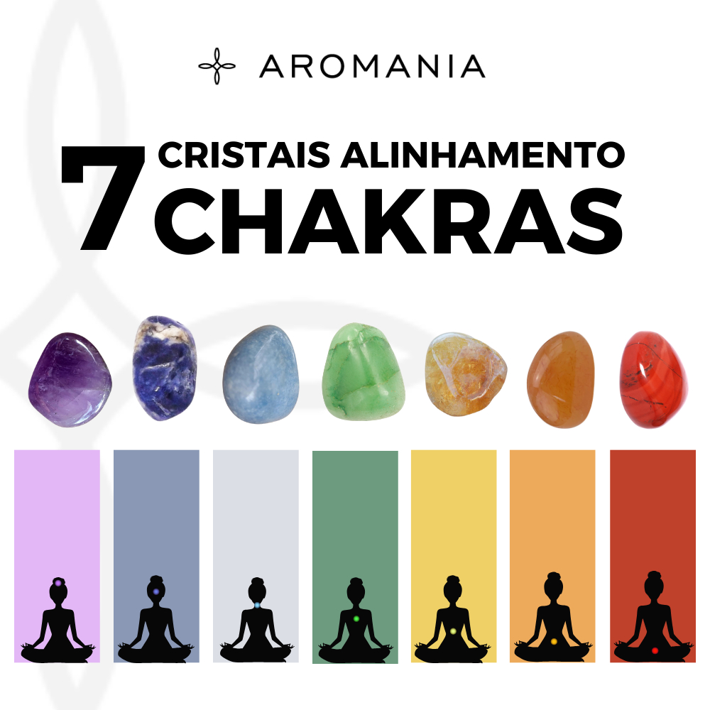 Kit 7 Cristais dos Chakras 100% Naturais Pedras Roladas
