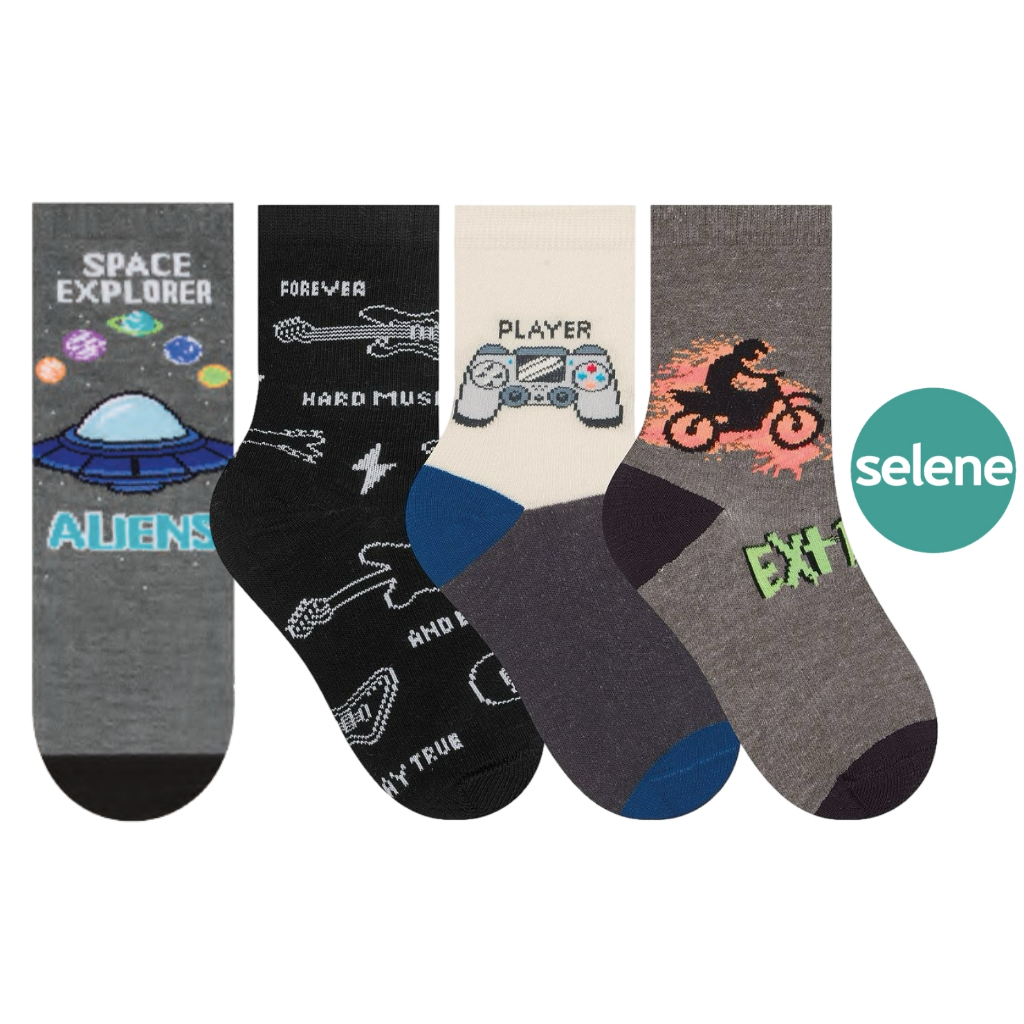 Kit 4x Pares Meias Infantil Algodão Menino - Selene