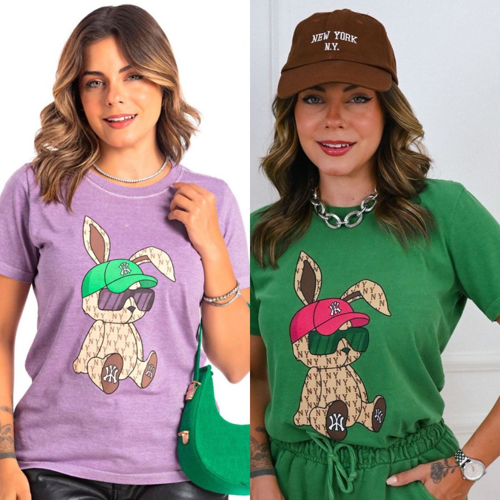 Blusa T-shirt PREMIUM Estonada Feminina 100% Algodão Estampada Manga Curta Gola Redonda - L3 em Oferta na Shopee