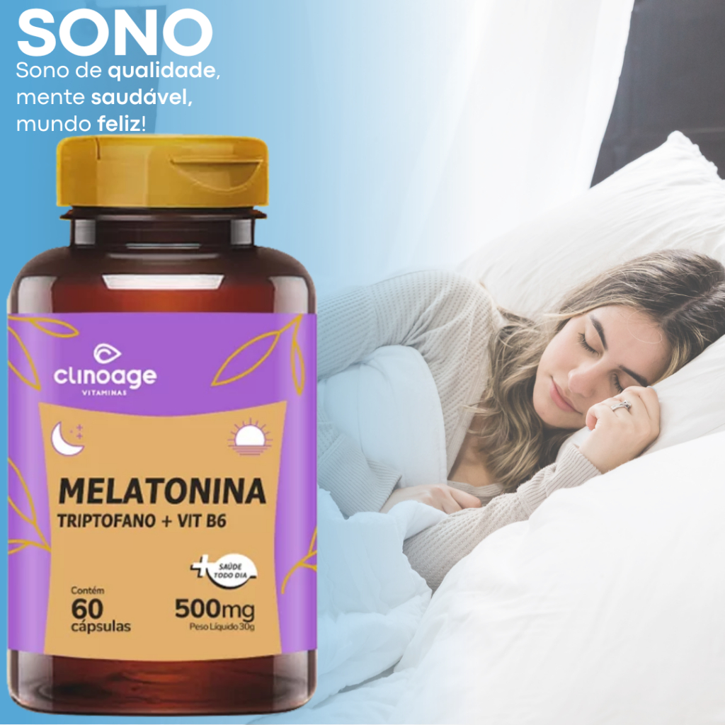 Melatonina Com Triptofano e Vitamina B6 - Poderosa Combinação Indução Natural Do Sono - 60 Cápsulas