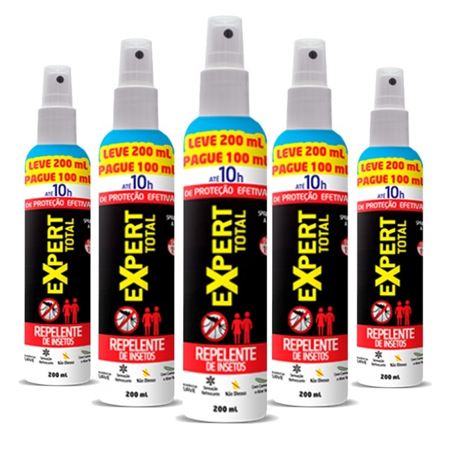 Kit 5 Repelentes De Insetos Expert Total 10h Spray Nutriex 200ml em Oferta na Shopee