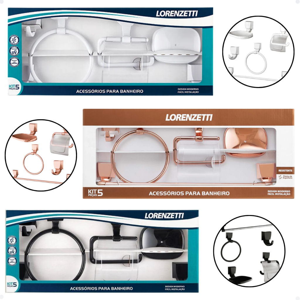 Kit 5 Peças Para Banheiro 2000 F24 Mult Itens Lorenzetti