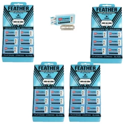 4 Cartelas Lâmina Para Barbear Feather Platinum Aço Inoxidável C/ 60un Cada