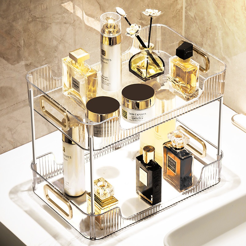 Prateleira Diamante Organizador Acrílico Porta Maquiagem Beleza Banheiro Cozinha 2 andar Luxo 024-019