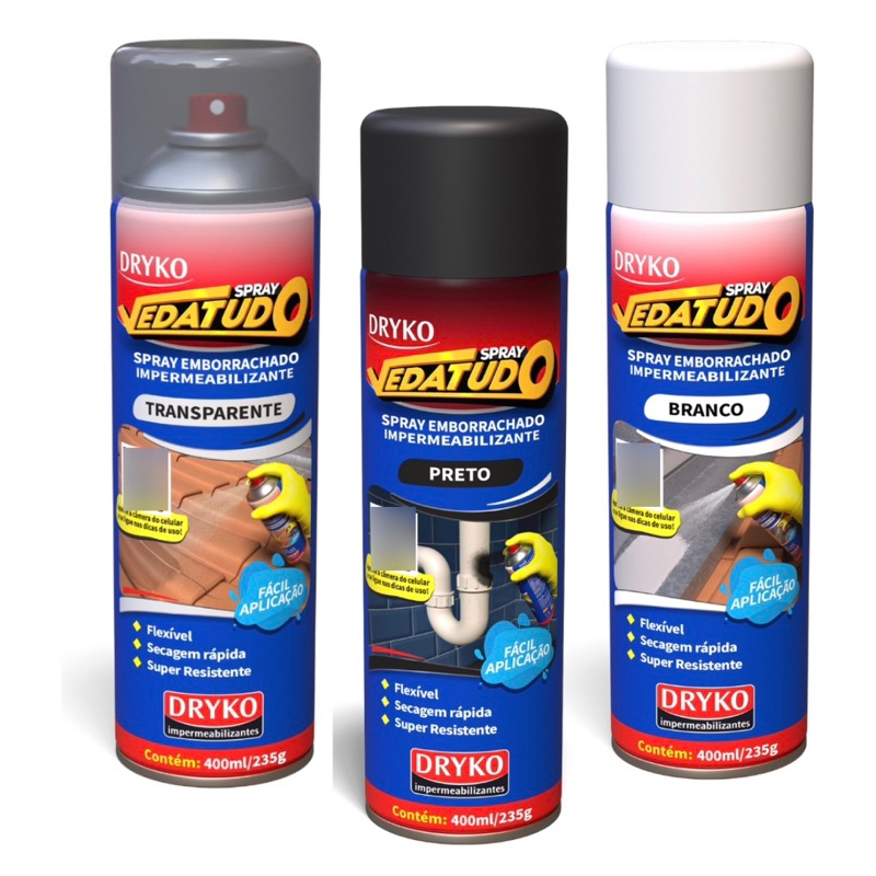Borracha Líquida Spray Impermeabilizante Vedatudo 400ml em Oferta na Shopee