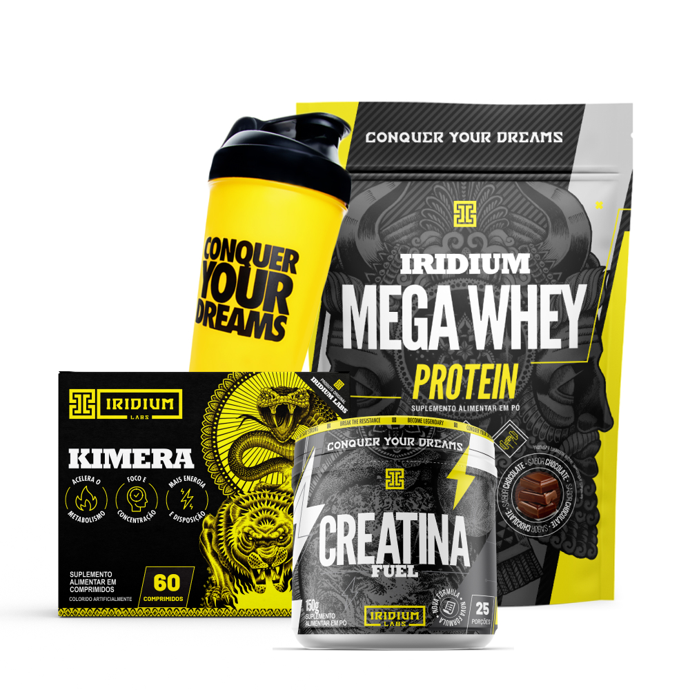 Whey Protein Mega + Kimera Thermo + Creatina Fuel 150g + Coqueteleira