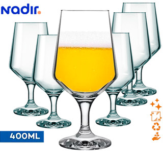 Kit Jogo 6 Taças Brunello de Vidro Temperado Transparente 400ML Bebidas Vinho Cerveja Nadir em Oferta na Shopee