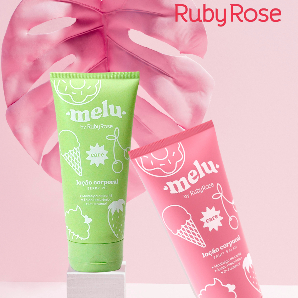 Loção corporal Melu Ruby Rose, hidratação, pele macia, beleza, cosméticos, cuidados com a pele