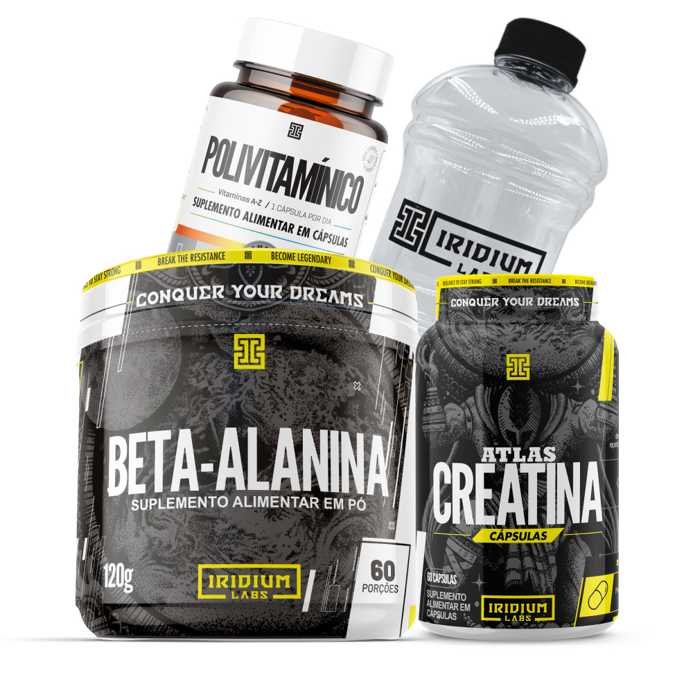Kit Polivitamínico 60 Cáps + Atlas Creatina 60 caps + Beta Alanina + Acessório em Oferta na Shopee