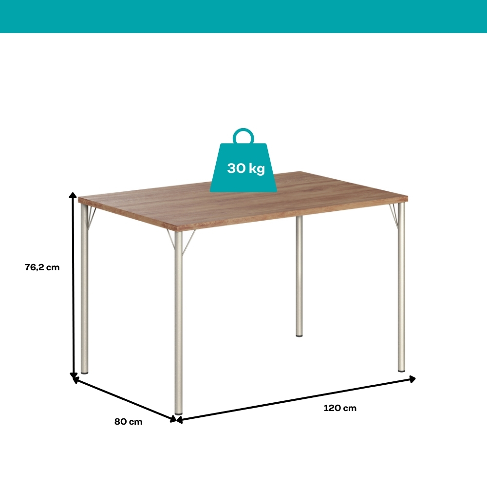 Mesa de Jantar Retangular 1,2m 1586 Carraro Freijó/Prata · foto 2