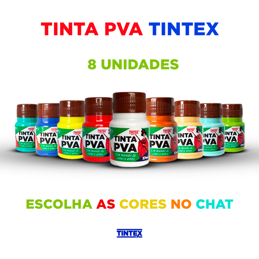 Kit c/ 8 Tinta PVA Fosca - TINTEX | 37ml [Escolha a cor pelo chat]