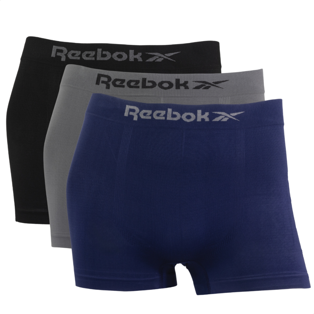Kit 3 Cueca Boxer Masculina Reebok Microfibra Sem Costura Lisa