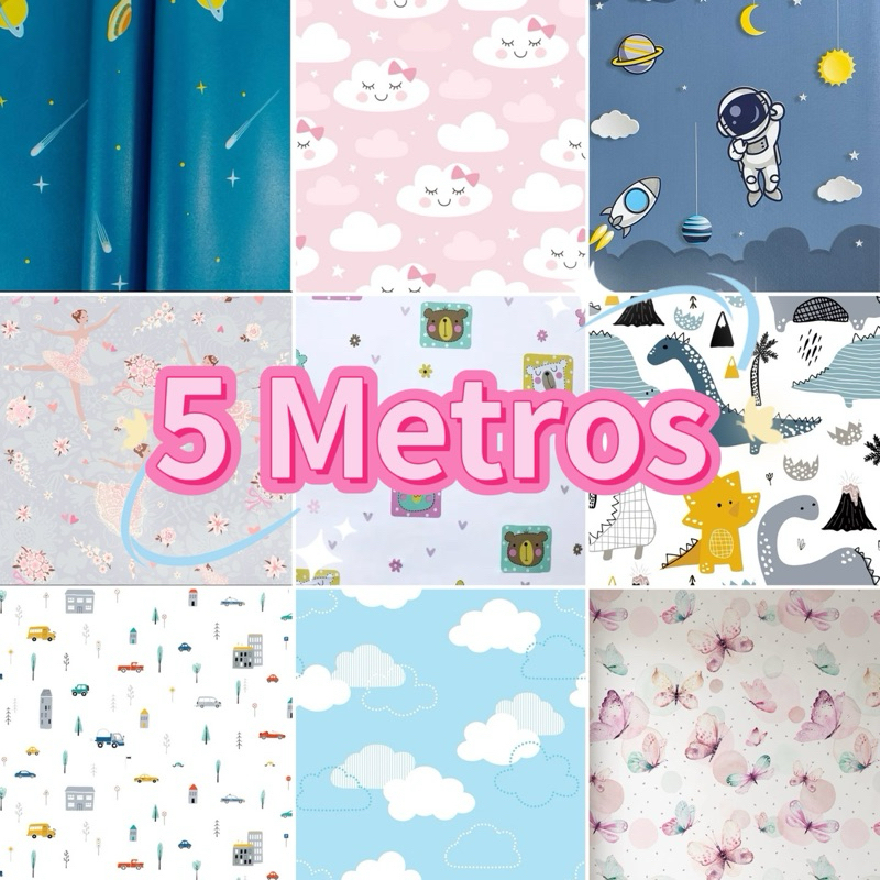 Papel de Parede Infantil Adesivo 5 Metros X 45 Cm Para Quarto Meninos/ Menina Decorativo