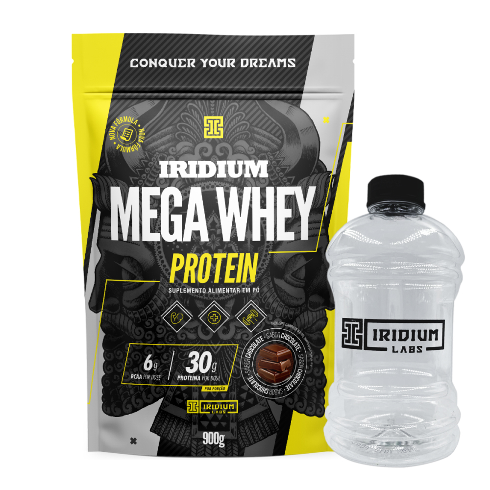Kit Mega Whey Protein 900g + Galão 950ml em Oferta na Shopee