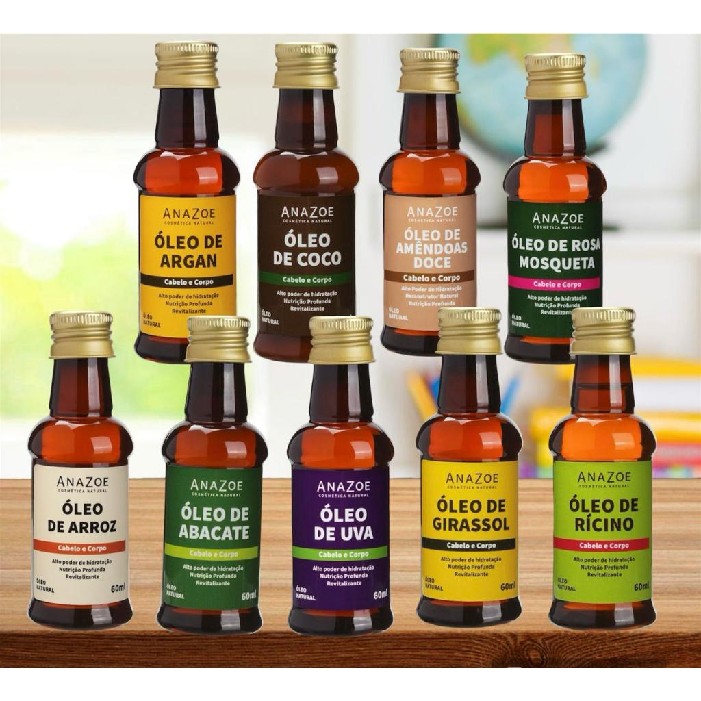 Óleos Vegetais Naturias Cabelo E Corpo Abacate, Uva Ricino, Argan, Coco, Abacata Anazoe
