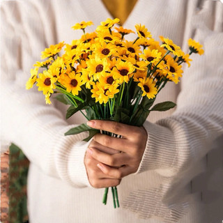 Buquê de Girassol artificial com 14 flores para decoração de casamento, festas, ambientes de casa e eventos - FR801413