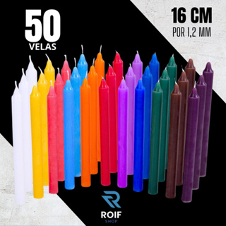 Kit 50 Vela Palito Coloridas 16 cm Tradicional Preço De Atacado em Oferta na Shopee