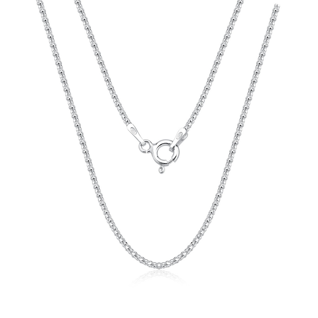 Corrente Feminina Pipoca Diamantada 45cm Prata 925 em Oferta na Shopee