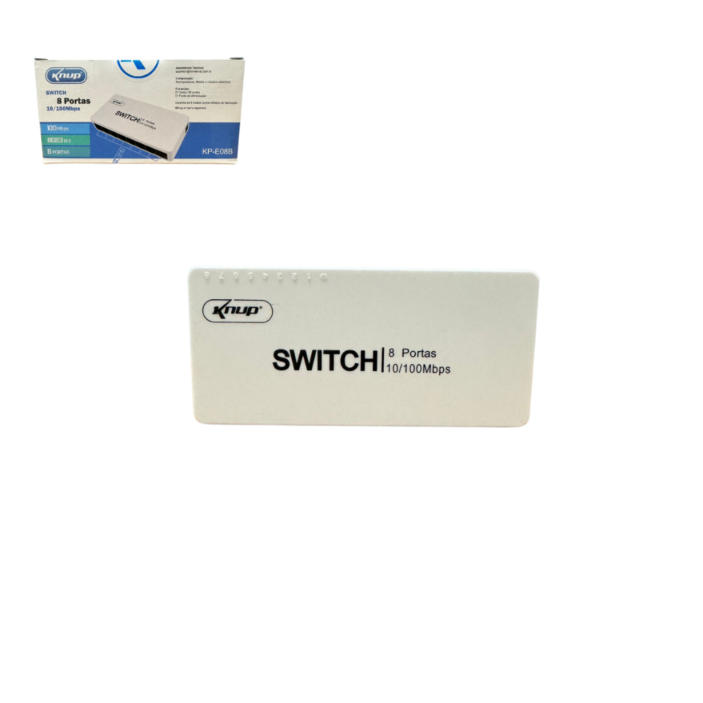 Switch 8 Portas Hub Rj45 Lan 10/100 Mbps Rede Internet Knup