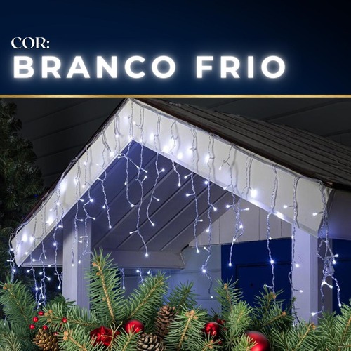 Cascata 400 BF Led 10m Externa Blindada Natal A Prova D'agua Cor Das Luzes Branco Frio 110v e 220v