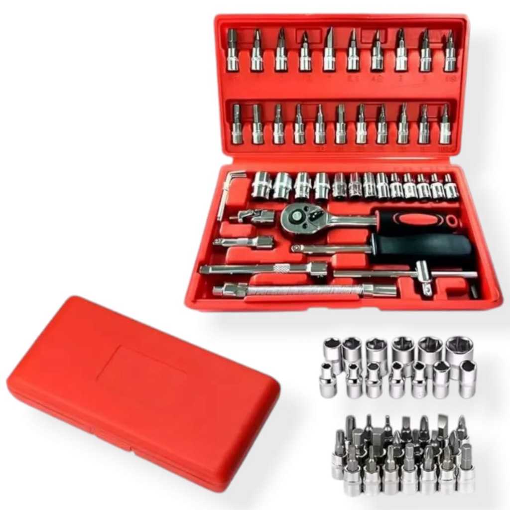 Kit 46 Chave Catraca Jogo De Soquetes Allen Torx Ferramentas Original
