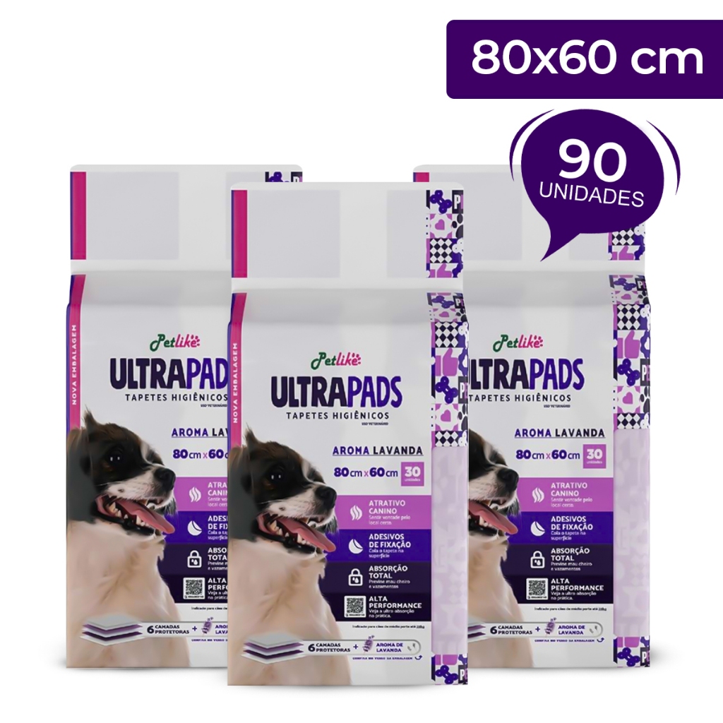 Tapete Higiênico Pet P/ Cães Ultra Pads Lavanda 80x60 90unid em Oferta na Shopee