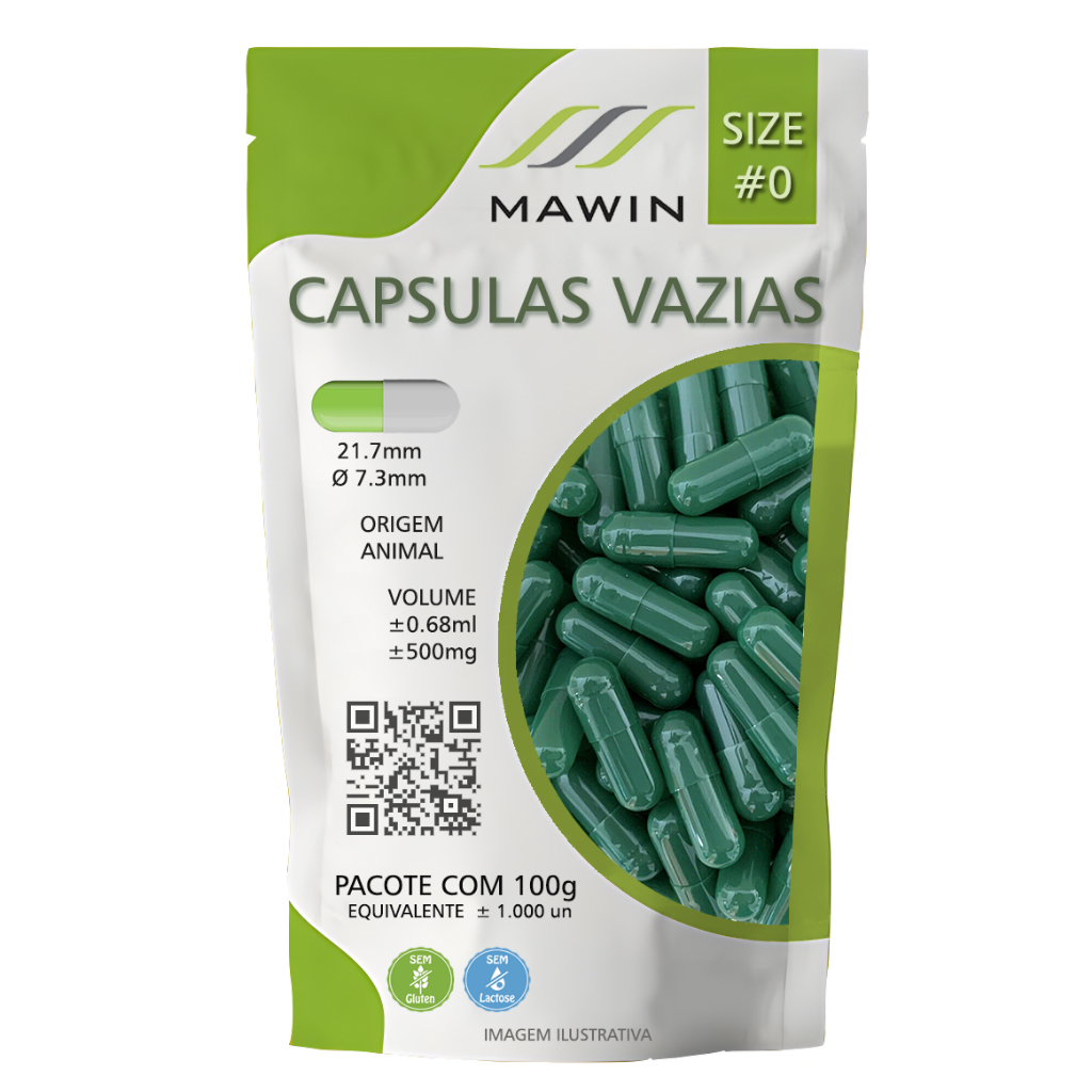 1.000 Capsula Gelatina Vazia N0 -VERDE ESCURA - Mawin