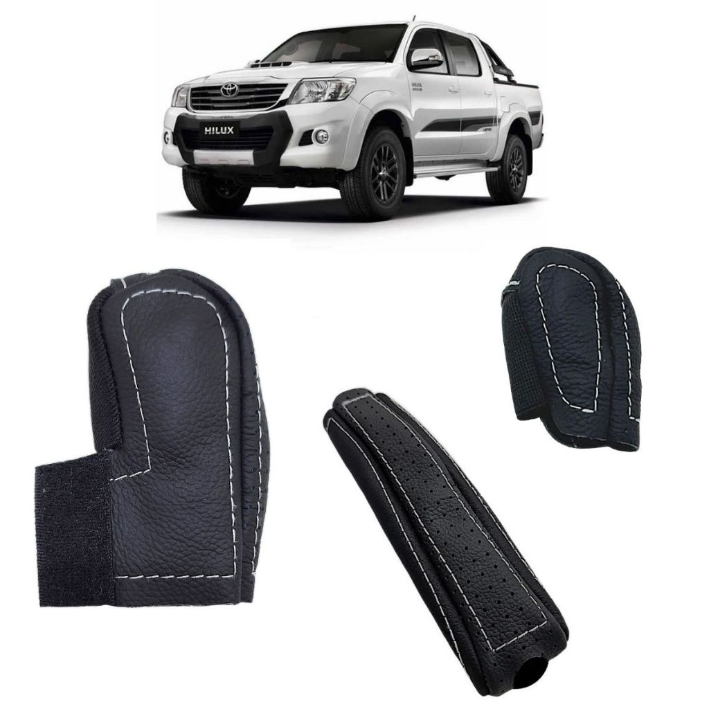 Capa em couro alavanca de freio manopla reduzida e câmbio manual Toyota Hilux Sw4 Sr 2005 a 2015