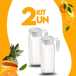 Jogo Com 2 Jarras De Vidro Suiça Transparente 1 Litro Com Tampa em Oferta na Shopee